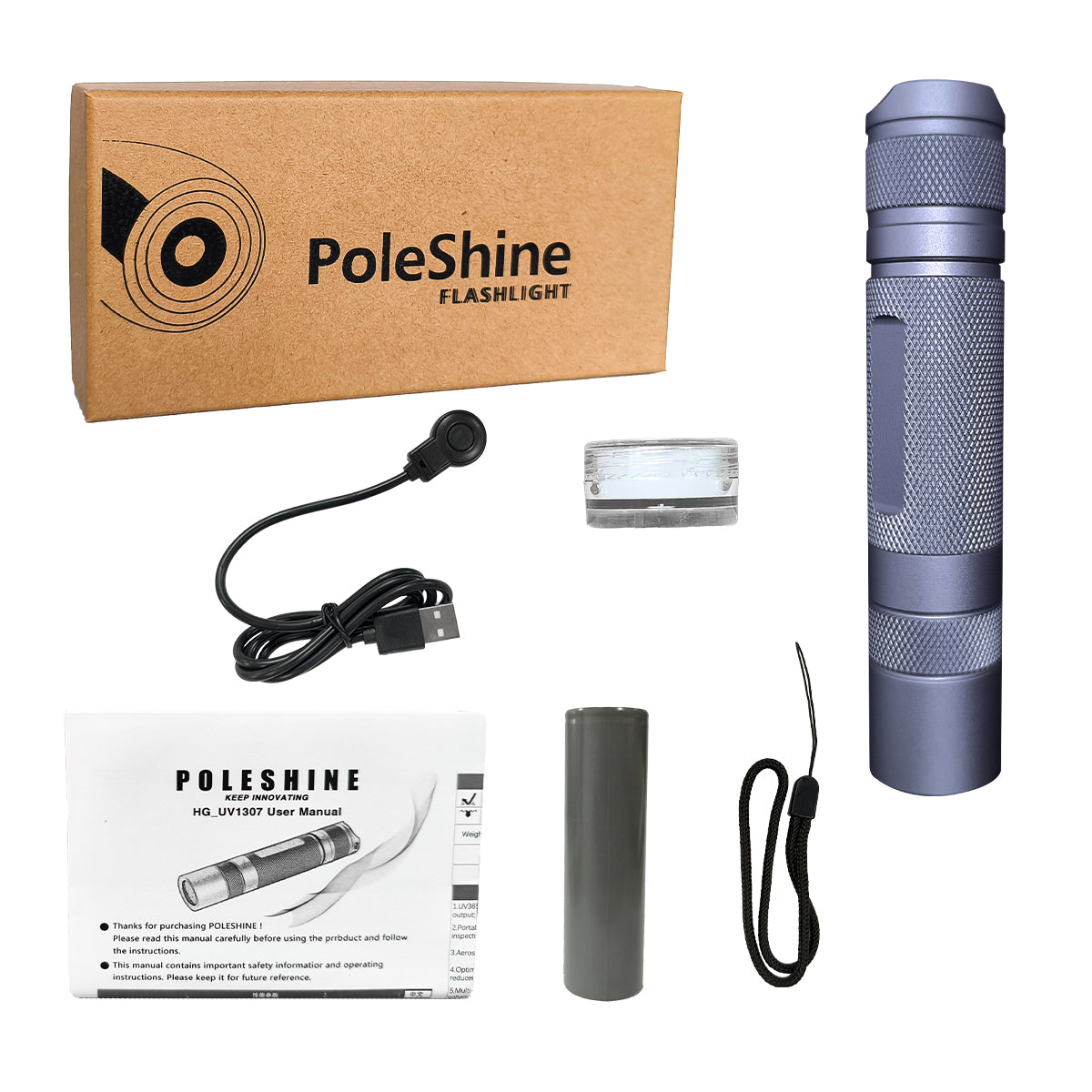 PoleShine UV Flashlight - 365nm | High Definition Pure Ultraviolet | Black Light | Rechargeable|H1307