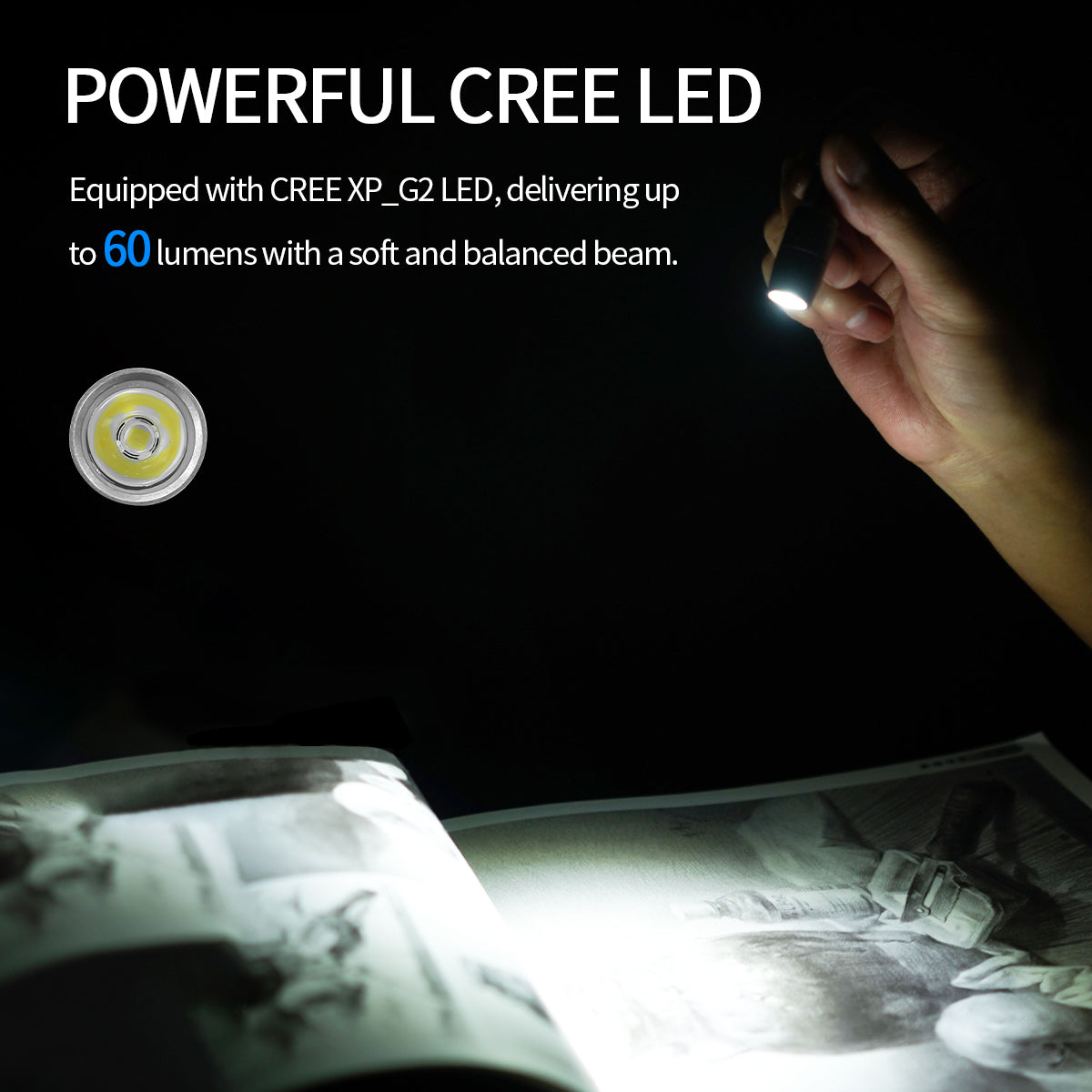 Linterna EDC PoleShine - 60 Lumens | Titanio | Impermeable | Abrebotellas | Multiherramienta | EDC Práctico | DL104