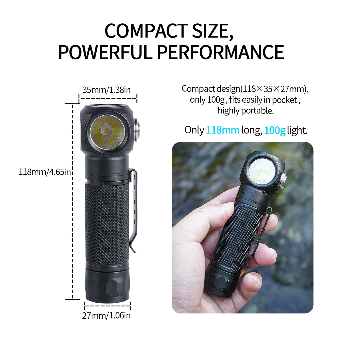 PoleShine Dive Light - 1200 Lumens Flashlight|6 Modes|IPX8 Waterproof|Rechargeable|for Underwater Adventures|BD13
