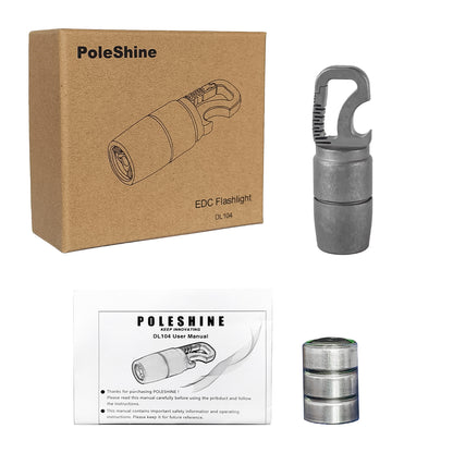 Lampe de poche EDC PoleShine - 60 lumens | Titane | Étanche | Ouvre-bouteille | Multi-outil | EDC pratique | DL104