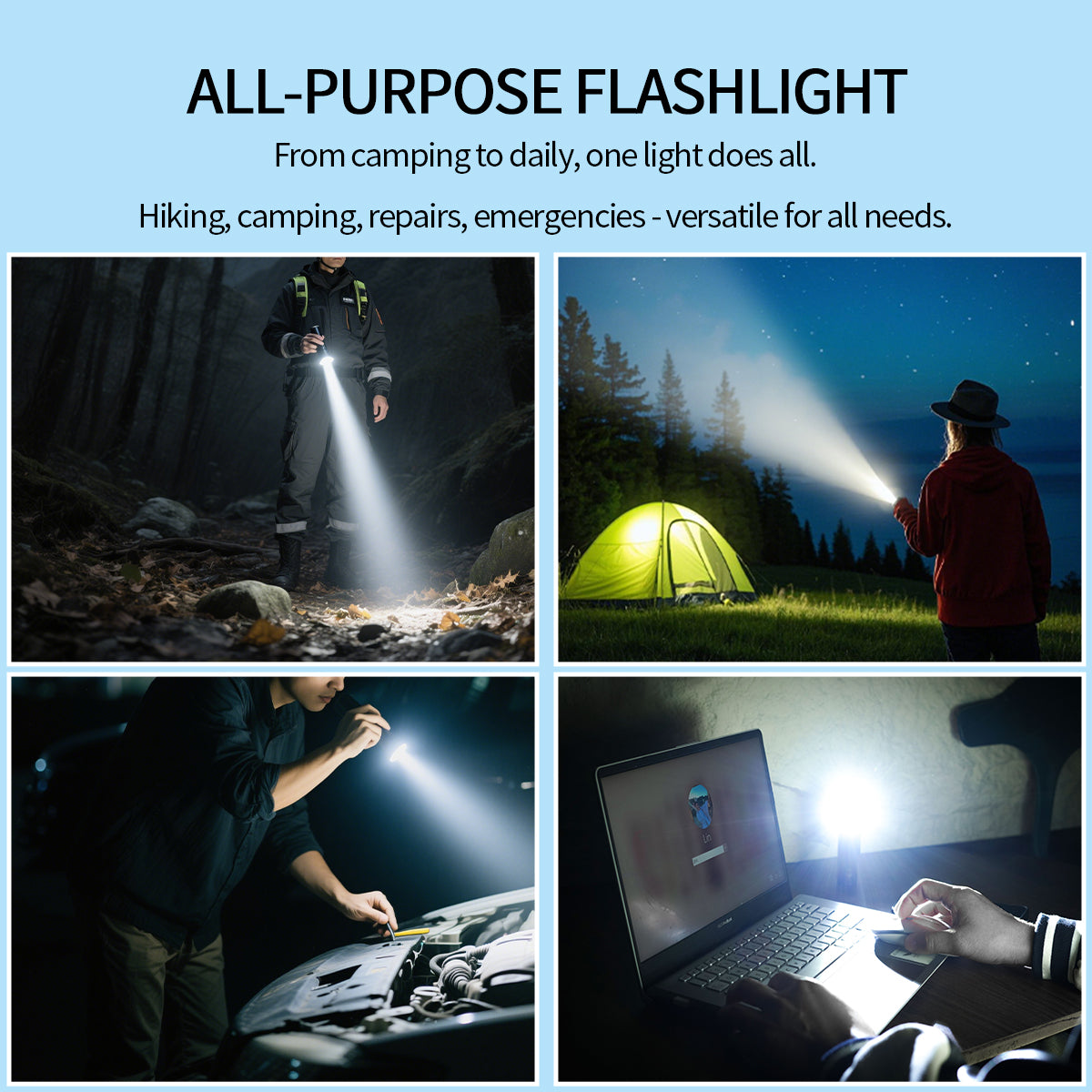 Lampe de poche Mini PoleShine - 160 lumens | 3 modes | Stroboscope | Étanchéité IPX6 | Rechargeable | Alliage de titane | Base magnétique | MN103