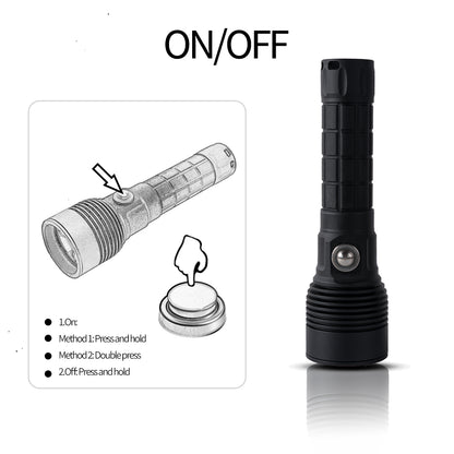 Lampe de plongée tactique PoleShine - 1500 lumens | 6 modes | étanche IPX8 | rechargeable | batterie 4800mAh | stroboscope tactique + SOS | TS3