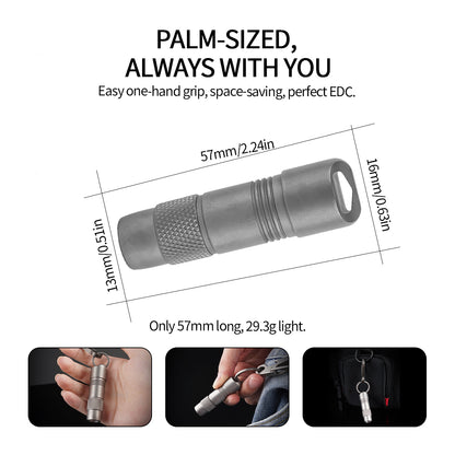 Lampe de poche Mini PoleShine - 160 lumens | 3 modes | Stroboscope | Étanchéité IPX6 | Rechargeable | Alliage de titane | Base magnétique | MN103
