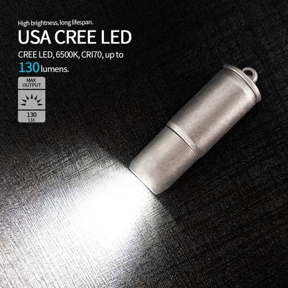 Lampe de poche de clé PoleShine - 130 lumens | 3 modes | Rechargeable | Alliage de titane | Étanche | Élégant EDC essentiel | ZD101