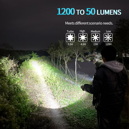 Lampe de plongée PoleShine - 1200 lumens | 6 modes | Étanchéité IPX8 | Rechargeable | Angle réglable | Batterie 4800mAh | TX1