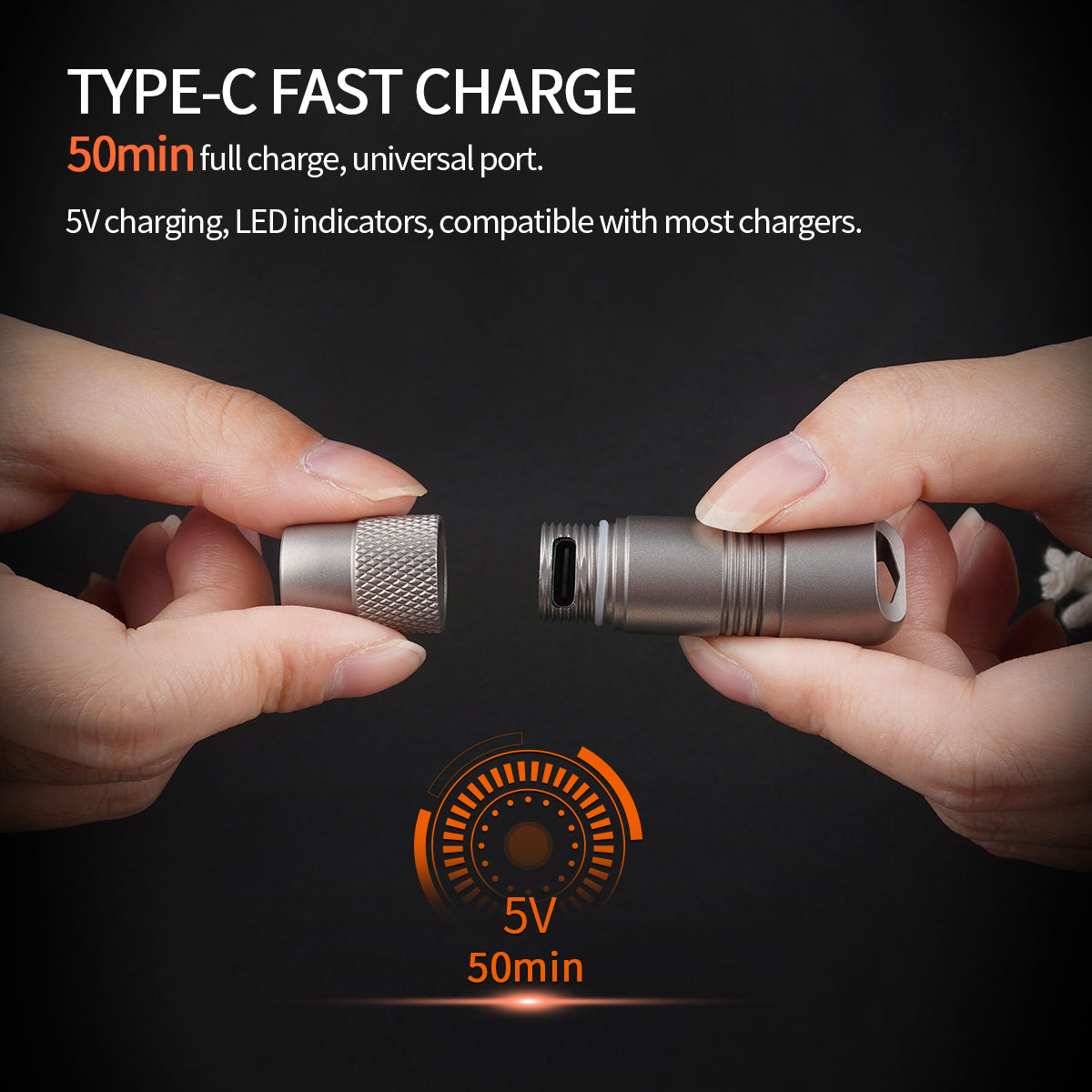 Lampe de poche Mini PoleShine - 160 lumens | 3 modes | Stroboscope | Étanchéité IPX6 | Rechargeable | Alliage de titane | Base magnétique | MN103