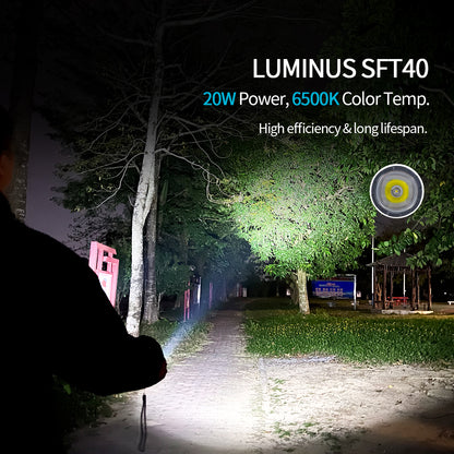 Lampe torche tactique PoleShine - 2100 lumens | Faisceau 600m | 4 modes | Stroboscope | Rechargeable | Batterie 4800 mAh | Étanche | C8S-M